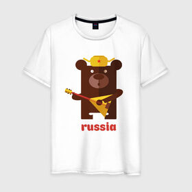 Мужская футболка хлопок с принтом Russia в Петрозаводске, 100% хлопок | прямой крой, круглый вырез горловины, длина до линии бедер, слегка спущенное плечо. | russia | российа | я.русский
