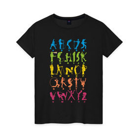 Женская футболка хлопок с принтом Рок алфавит (без расшифровки) в Петрозаводске, 100% хлопок | прямой крой, круглый вырез горловины, длина до линии бедер, слегка спущенное плечо | kiss | nirvana | ozzy | rock | алфавит | группы | рок