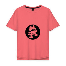Мужская футболка хлопок Oversize с принтом Black Monstercat в Петрозаводске, 100% хлопок | свободный крой, круглый ворот, “спинка” длиннее передней части | Тематика изображения на принте: edm | monstercat | the monstercat official merch.dusbtep