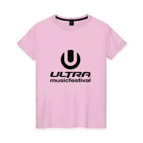 Женская футболка хлопок с принтом Ultra Music Festival в Петрозаводске, 100% хлопок | прямой крой, круглый вырез горловины, длина до линии бедер, слегка спущенное плечо | house | rave | ultra music festival | umf