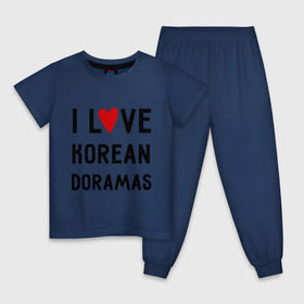 Детская пижама хлопок с принтом Я люблю корейские дорамы в Петрозаводске, 100% хлопок |  брюки и футболка прямого кроя, без карманов, на брюках мягкая резинка на поясе и по низу штанин
 | dorama | i love korean doramas | дорама | корейский | корея