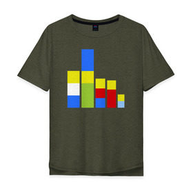 Мужская футболка хлопок Oversize с принтом Симпсоны кубики в Петрозаводске, 100% хлопок | свободный крой, круглый ворот, “спинка” длиннее передней части | Тематика изображения на принте: the simpsons | барт | гомер | кубики | мардж | симпсоны