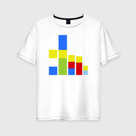 Женская футболка хлопок Oversize с принтом Симпсоны кубики в Петрозаводске, 100% хлопок | свободный крой, круглый ворот, спущенный рукав, длина до линии бедер
 | the simpsons | барт | гомер | кубики | мардж | симпсоны