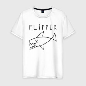 Мужская футболка хлопок с принтом Flipper в Петрозаводске, 100% хлопок | прямой крой, круглый вырез горловины, длина до линии бедер, слегка спущенное плечо. | flipper | kurt | nirvana | курт кобейн | курта кобейна | нирвана