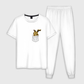 Мужская пижама хлопок с принтом Springtrap в кармане FNAF в Петрозаводске, 100% хлопок | брюки и футболка прямого кроя, без карманов, на брюках мягкая резинка на поясе и по низу штанин
 | fnaf | springtrap | карман | фнаф