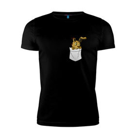 Мужская футболка премиум с принтом Springtrap в кармане FNAF в Петрозаводске, 92% хлопок, 8% лайкра | приталенный силуэт, круглый вырез ворота, длина до линии бедра, короткий рукав | Тематика изображения на принте: fnaf | springtrap | карман | фнаф
