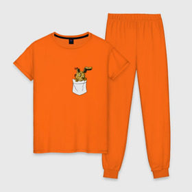 Женская пижама хлопок с принтом Springtrap в кармане FNAF в Петрозаводске, 100% хлопок | брюки и футболка прямого кроя, без карманов, на брюках мягкая резинка на поясе и по низу штанин | Тематика изображения на принте: fnaf | springtrap | карман | фнаф