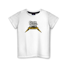 Детская футболка хлопок с принтом Guitar Hero: Metallica в Петрозаводске, 100% хлопок | круглый вырез горловины, полуприлегающий силуэт, длина до линии бедер | металлика