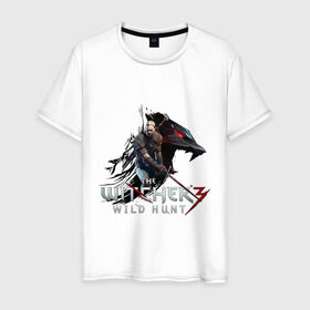 Мужская футболка хлопок с принтом The Witcher 3 в Петрозаводске, 100% хлопок | прямой крой, круглый вырез горловины, длина до линии бедер, слегка спущенное плечо. | ведьмак