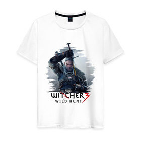 Мужская футболка хлопок с принтом The Witcher 3 в Петрозаводске, 100% хлопок | прямой крой, круглый вырез горловины, длина до линии бедер, слегка спущенное плечо. | Тематика изображения на принте: ведьмак