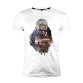 Мужская футболка премиум с принтом The Witcher 3 в Петрозаводске, 92% хлопок, 8% лайкра | приталенный силуэт, круглый вырез ворота, длина до линии бедра, короткий рукав | ведьмак