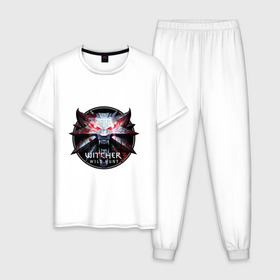 Мужская пижама хлопок с принтом The Witcher 3 в Петрозаводске, 100% хлопок | брюки и футболка прямого кроя, без карманов, на брюках мягкая резинка на поясе и по низу штанин
 | ведьмак