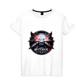 Женская футболка хлопок с принтом The Witcher 3 в Петрозаводске, 100% хлопок | прямой крой, круглый вырез горловины, длина до линии бедер, слегка спущенное плечо | ведьмак