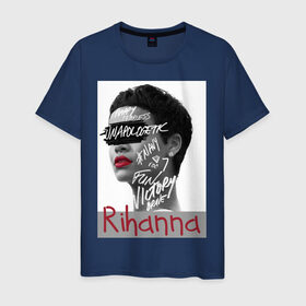 Мужская футболка хлопок с принтом Rihanna в Петрозаводске, 100% хлопок | прямой крой, круглый вырез горловины, длина до линии бедер, слегка спущенное плечо. | Тематика изображения на принте: badgirl | diamond | rihanna | riri | rnb | umbrella | риана | рианна