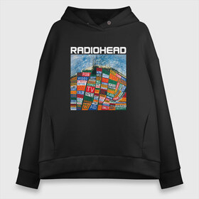 Женское худи Oversize хлопок с принтом Radiohead в Петрозаводске, френч-терри — 70% хлопок, 30% полиэстер. Мягкий теплый начес внутри —100% хлопок | боковые карманы, эластичные манжеты и нижняя кромка, капюшон на магнитной кнопке | creep | emi | radiohead | rok