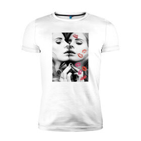 Мужская футболка премиум с принтом Lana Del Rey в Петрозаводске, 92% хлопок, 8% лайкра | приталенный силуэт, круглый вырез ворота, длина до линии бедра, короткий рукав | interscope | lana del rey | polydor