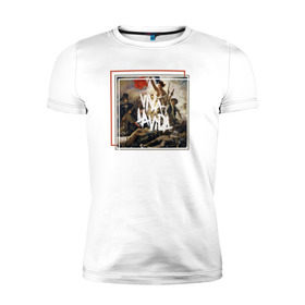Мужская футболка премиум с принтом Viva La Vida в Петрозаводске, 92% хлопок, 8% лайкра | приталенный силуэт, круглый вырез ворота, длина до линии бедра, короткий рукав | coldplay | ghost stories | mylo xyloto | parachutes