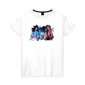 Женская футболка хлопок с принтом Coldplay в Петрозаводске, 100% хлопок | прямой крой, круглый вырез горловины, длина до линии бедер, слегка спущенное плечо | coldplay | ghost stories | mylo xyloto | parachutes