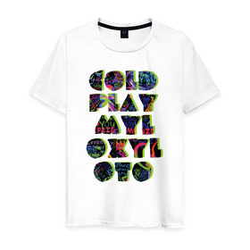 Мужская футболка хлопок с принтом Coldplay в Петрозаводске, 100% хлопок | прямой крой, круглый вырез горловины, длина до линии бедер, слегка спущенное плечо. | coldplay | ghost stories | mylo xyloto | parachutes