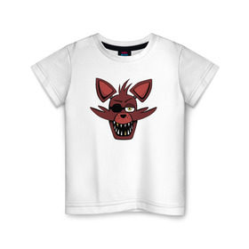 Детская футболка хлопок с принтом Foxy FNAF в Петрозаводске, 100% хлопок | круглый вырез горловины, полуприлегающий силуэт, длина до линии бедер | 5 ночей с фредди | fnaf | foxy | фнаф
