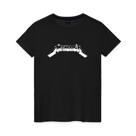 Женская футболка хлопок с принтом Логотип Metallica (old) в Петрозаводске, 100% хлопок | прямой крой, круглый вырез горловины, длина до линии бедер, слегка спущенное плечо | металлика