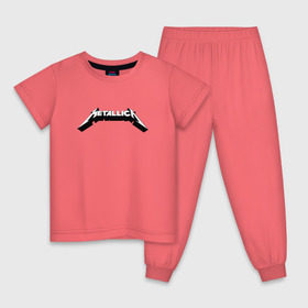 Детская пижама хлопок с принтом Логотип Metallica (old logo) в Петрозаводске, 100% хлопок |  брюки и футболка прямого кроя, без карманов, на брюках мягкая резинка на поясе и по низу штанин
 | 