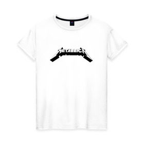 Женская футболка хлопок с принтом Логотип Metallica (old logo) в Петрозаводске, 100% хлопок | прямой крой, круглый вырез горловины, длина до линии бедер, слегка спущенное плечо | 