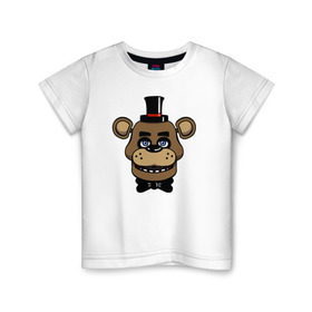 Детская футболка хлопок с принтом Freddy FNAF в Петрозаводске, 100% хлопок | круглый вырез горловины, полуприлегающий силуэт, длина до линии бедер | Тематика изображения на принте: fnaf | freddy | фнаф