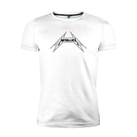 Мужская футболка премиум с принтом Metallica logo (b) в Петрозаводске, 92% хлопок, 8% лайкра | приталенный силуэт, круглый вырез ворота, длина до линии бедра, короткий рукав | Тематика изображения на принте: металлика