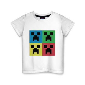 Детская футболка хлопок с принтом Minecraft в Петрозаводске, 100% хлопок | круглый вырез горловины, полуприлегающий силуэт, длина до линии бедер | boom | media | minecraft | игры | компьютерные игры | майнкрафт