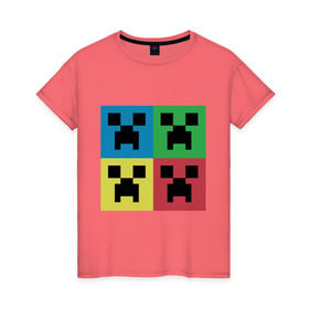 Женская футболка хлопок с принтом Minecraft в Петрозаводске, 100% хлопок | прямой крой, круглый вырез горловины, длина до линии бедер, слегка спущенное плечо | boom | media | minecraft | игры | компьютерные игры | майнкрафт