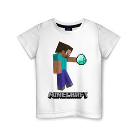 Детская футболка хлопок с принтом Minecraft в Петрозаводске, 100% хлопок | круглый вырез горловины, полуприлегающий силуэт, длина до линии бедер | boom | media | minecraft | игры | компьютерные игры | майнкрафт