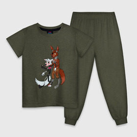 Детская пижама хлопок с принтом Foxy and sister в Петрозаводске, 100% хлопок |  брюки и футболка прямого кроя, без карманов, на брюках мягкая резинка на поясе и по низу штанин
 | Тематика изображения на принте: fnaf | фнаф