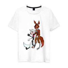 Мужская футболка хлопок с принтом Foxy and sister в Петрозаводске, 100% хлопок | прямой крой, круглый вырез горловины, длина до линии бедер, слегка спущенное плечо. | fnaf | фнаф