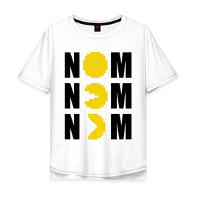 Мужская футболка хлопок Oversize с принтом NOMNOM в Петрозаводске, 100% хлопок | свободный крой, круглый ворот, “спинка” длиннее передней части | nom | pack man | packman | денди | пакман | пэкмэн