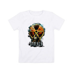 Детская футболка хлопок с принтом Stalker в Петрозаводске, 100% хлопок | круглый вырез горловины, полуприлегающий силуэт, длина до линии бедер | shooter | stalker | радиация | шутер