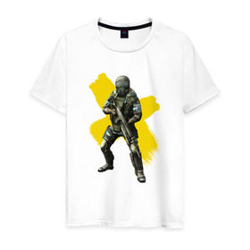 Мужская футболка хлопок с принтом STALKER в Петрозаводске, 100% хлопок | прямой крой, круглый вырез горловины, длина до линии бедер, слегка спущенное плечо. | shooter | stalker | радиация | шутер