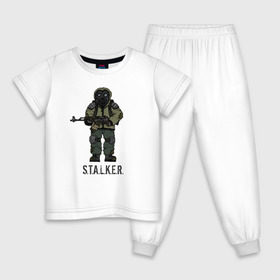 Детская пижама хлопок с принтом Сталкер в Петрозаводске, 100% хлопок |  брюки и футболка прямого кроя, без карманов, на брюках мягкая резинка на поясе и по низу штанин
 | shooter | stalker | радиация | шутер