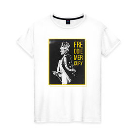 Женская футболка хлопок с принтом Фредди Меркьюри в Петрозаводске, 100% хлопок | прямой крой, круглый вырез горловины, длина до линии бедер, слегка спущенное плечо | heavy | queen | квин | меркури | метал | фредди