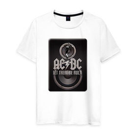 Мужская футболка хлопок с принтом Let there be rock в Петрозаводске, 100% хлопок | прямой крой, круглый вырез горловины, длина до линии бедер, слегка спущенное плечо. | acdc | metall | метал | рок группы | траш