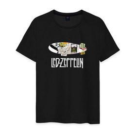 Мужская футболка хлопок с принтом Led Zeppelin в Петрозаводске, 100% хлопок | прямой крой, круглый вырез горловины, длина до линии бедер, слегка спущенное плечо. | led zeppelin
