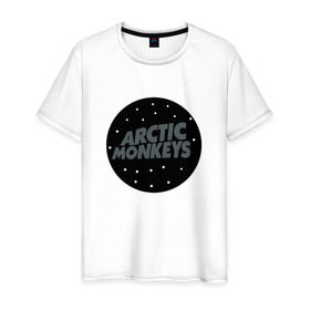 Мужская футболка хлопок с принтом Arctic Monkeys в Петрозаводске, 100% хлопок | прямой крой, круглый вырез горловины, длина до линии бедер, слегка спущенное плечо. | arctic monkeys  британская инди рок группаmonkeys | джейм кук