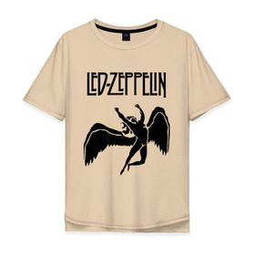 Мужская футболка хлопок Oversize с принтом Led Zeppelin swan в Петрозаводске, 100% хлопок | свободный крой, круглый ворот, “спинка” длиннее передней части | led zeppelin