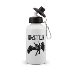 Бутылка спортивная с принтом Led Zeppelin swan в Петрозаводске, металл | емкость — 500 мл, в комплекте две пластиковые крышки и карабин для крепления | Тематика изображения на принте: led zeppelin