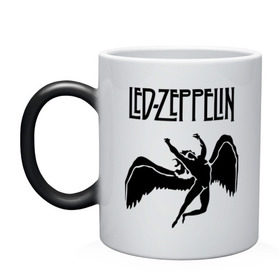 Кружка хамелеон с принтом Led Zeppelin swan в Петрозаводске, керамика | меняет цвет при нагревании, емкость 330 мл | Тематика изображения на принте: led zeppelin