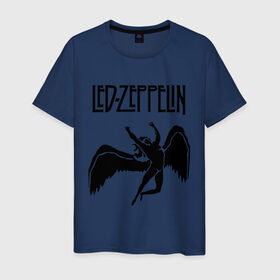Мужская футболка хлопок с принтом Led Zeppelin swan в Петрозаводске, 100% хлопок | прямой крой, круглый вырез горловины, длина до линии бедер, слегка спущенное плечо. | led zeppelin