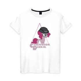 Женская футболка хлопок с принтом Clockwork Pinkie в Петрозаводске, 100% хлопок | прямой крой, круглый вырез горловины, длина до линии бедер, слегка спущенное плечо | little | маленькие пони | мои маленькие пони: дружба это магия оригинальное название: my little popony