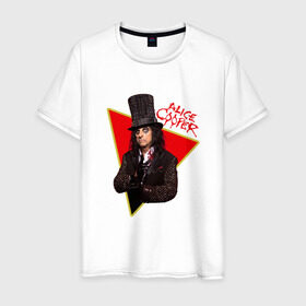 Мужская футболка хлопок с принтом Alice Cooper в Петрозаводске, 100% хлопок | прямой крой, круглый вырез горловины, длина до линии бедер, слегка спущенное плечо. | alice cooper | metal | rock | метал | рок | рок музыка | элис купер