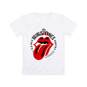Детская футболка хлопок с принтом Rolling Stones в Петрозаводске, 100% хлопок | круглый вырез горловины, полуприлегающий силуэт, длина до линии бедер | rolling stones