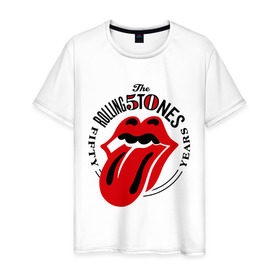 Мужская футболка хлопок с принтом Rolling Stones в Петрозаводске, 100% хлопок | прямой крой, круглый вырез горловины, длина до линии бедер, слегка спущенное плечо. | rolling stones